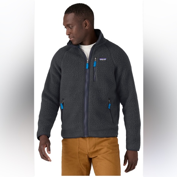 Patagonia Other - Patagonia kids Retro X Sherpa Fleece Jacket with Bright Blue Accents size XL